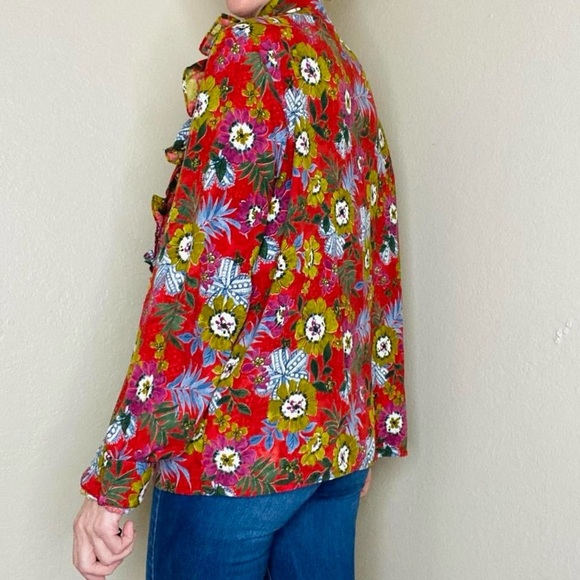 Molly Bracken Red Ruffle Floral Button Down Shirt - Picture 5 of 8